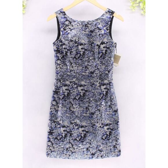 Aidan Mattox Women's Cocktail Mini Dress Blue Metallic Sleeveless Sz 2 NEW - Picture 1 of 9